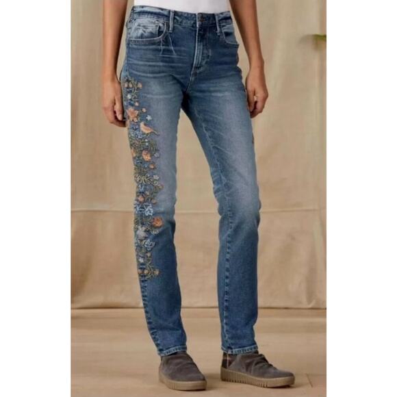 Sundance Catalog Driftwood Embroidered "Audrey Bird Vale Jeans" | 29 EUC Boho - Picture 1 of 11